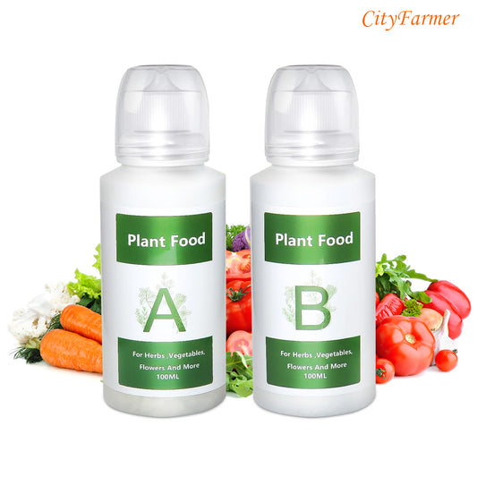 Cityfarmer Hydroponic AB Plant Food Nutrients, Plant Food A & B Hydroponics Supplies, Indoor Plant Fertilizer for Hydroponics Growing System