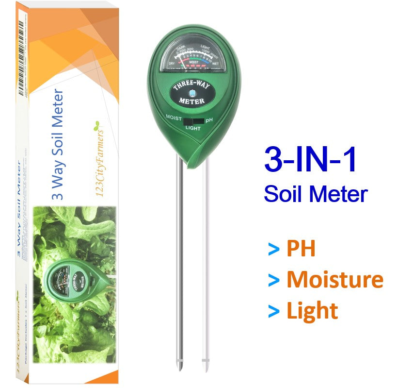 Cityfarmer Soil Moisture Meter,soil test kit, soil ph meter, 3-in-1 ph, light, moisture tester for plant